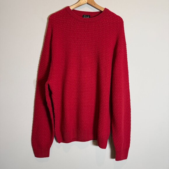 JoS. A. Bank Lambswool Basketweave Crewneck Sweater Pullover Mens Large Red Wool - Picture 4 of 12
